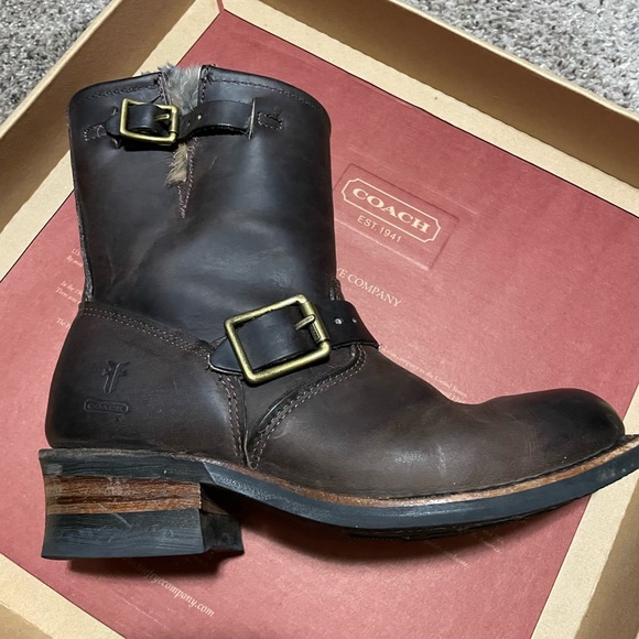 COACH x Frye Engineer boots rabbit lined 8.5 - Picture 1 of 10